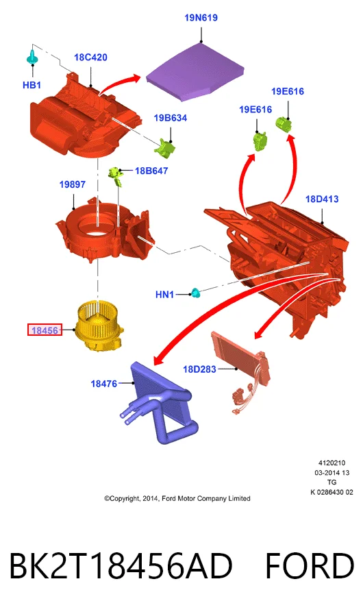 BK2T18456AD Ford Електромотор пічки