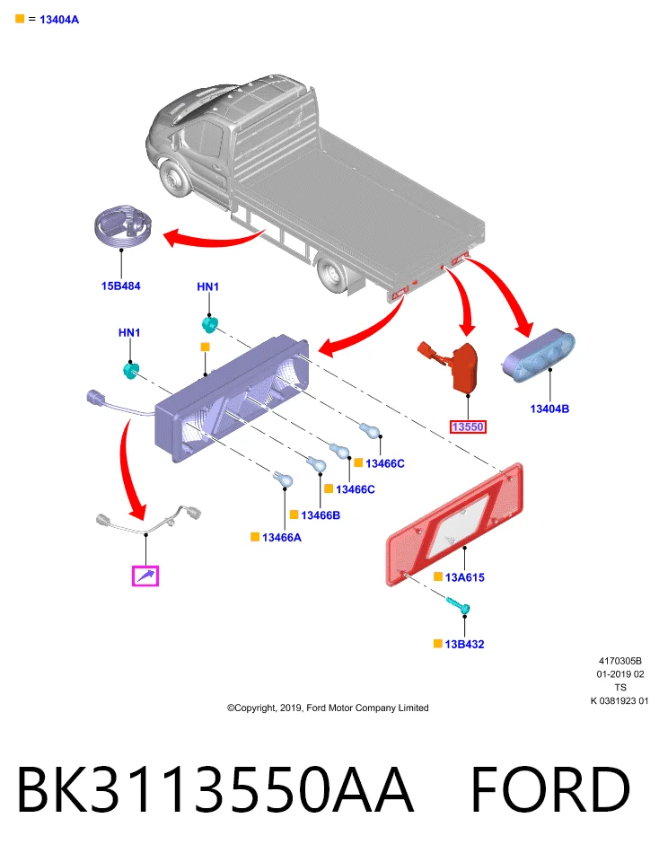 BK3113550AA Ford Ліхтар освітлення номерного знака