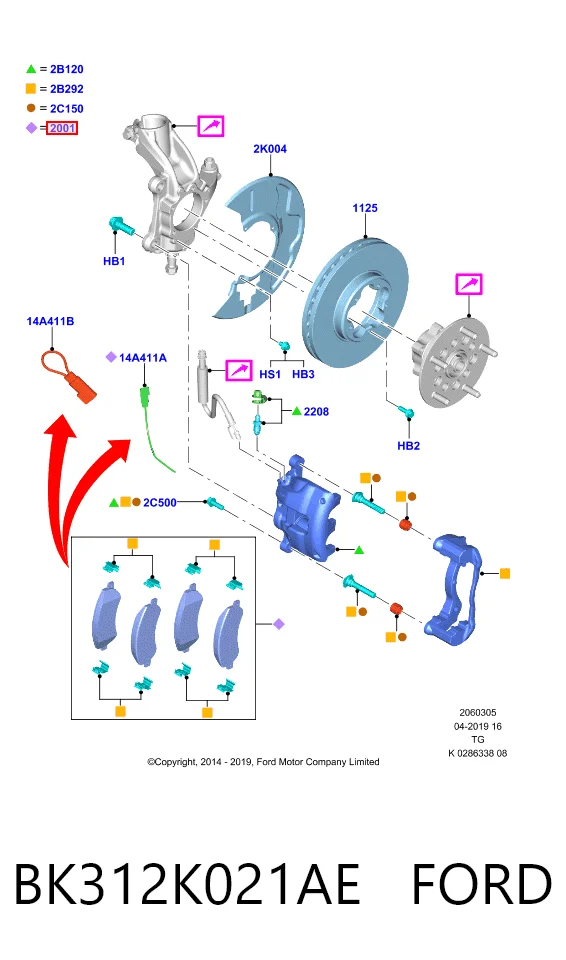 BK312K021AE Ford Передні гальмівні колодки
