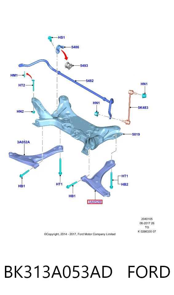 BK313A053AD Ford Поперечний важіль