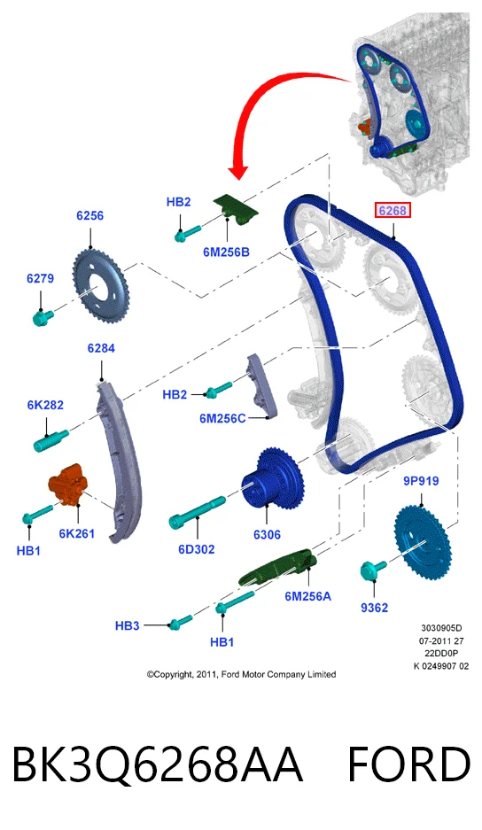 BK3Q6268AA Ford Ланцюг приводу распредвала