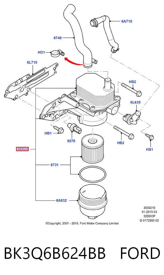 BK3Q6B624BB Ford Корпус маслофільтра