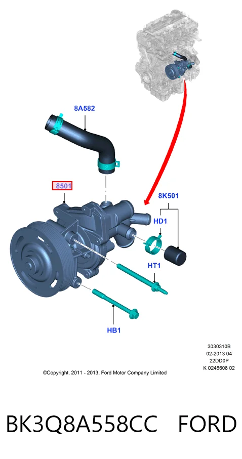 BK3Q8A558CC Ford Насос охолодження