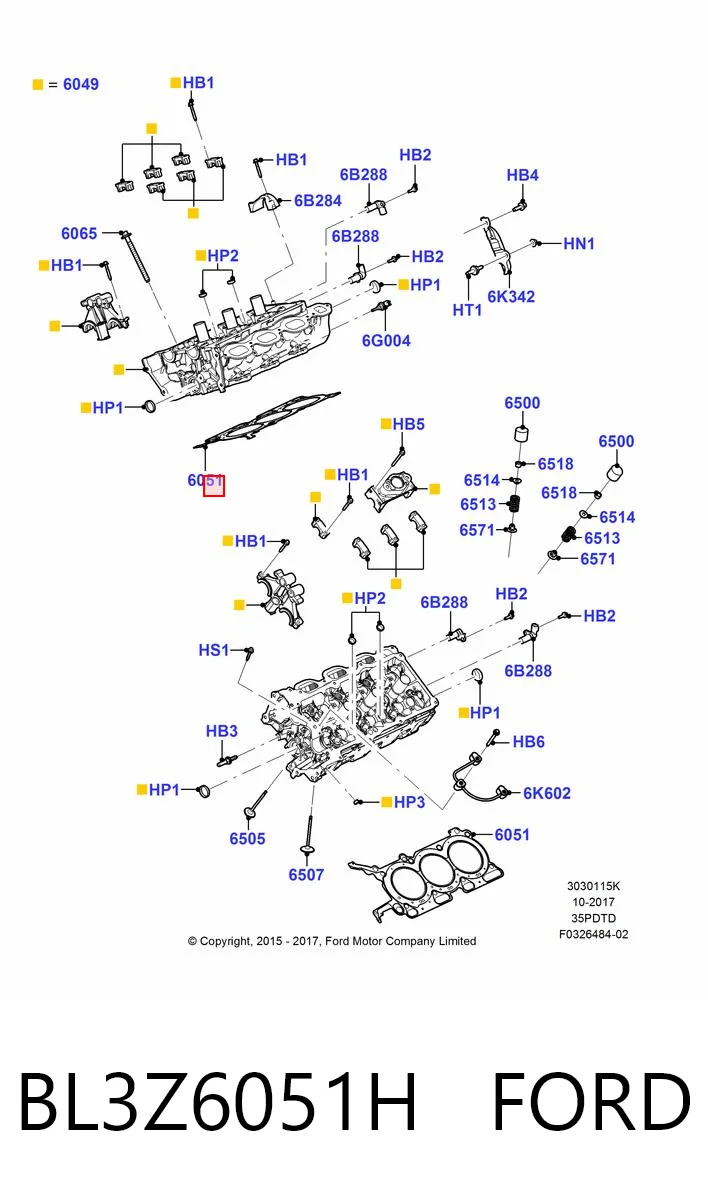 BL3Z6051H Ford Прокладка головки блоку циліндрів (ГБЦ), ліва