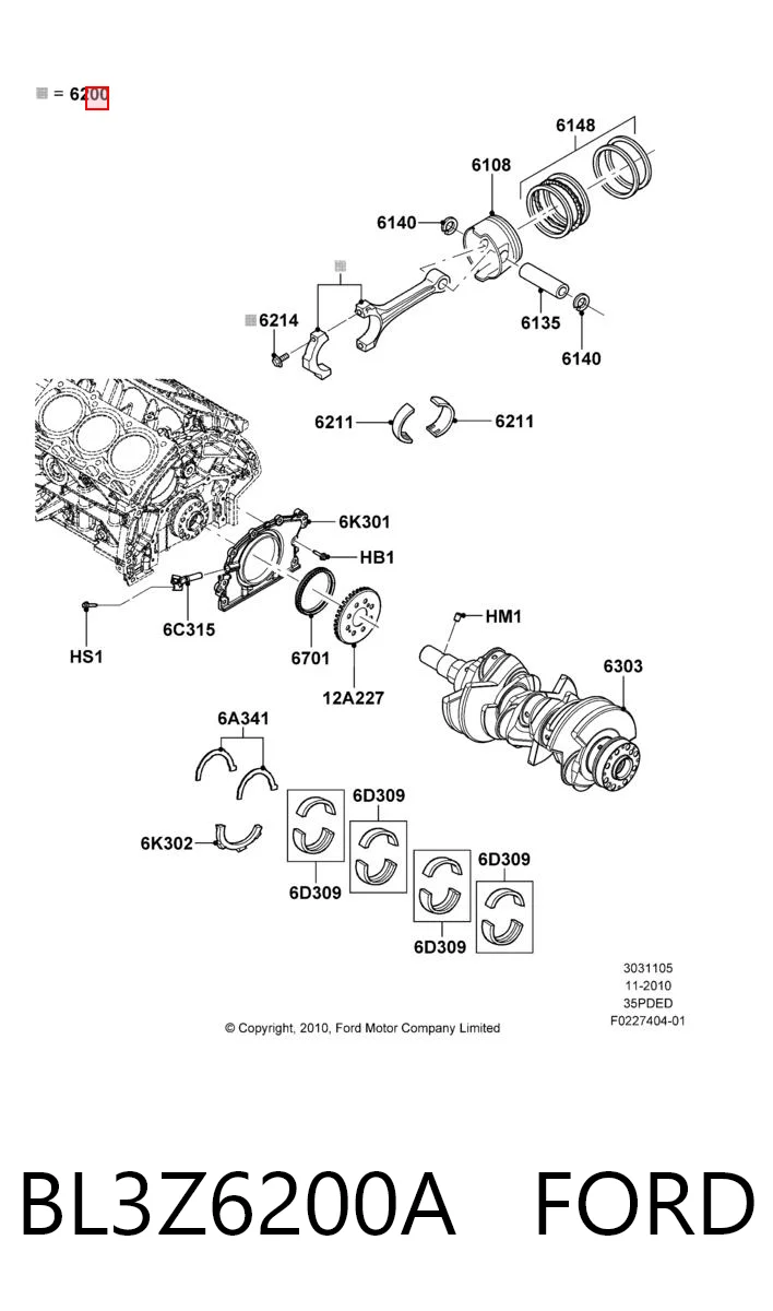 BL3Z6200A Ford Шатун двигуна