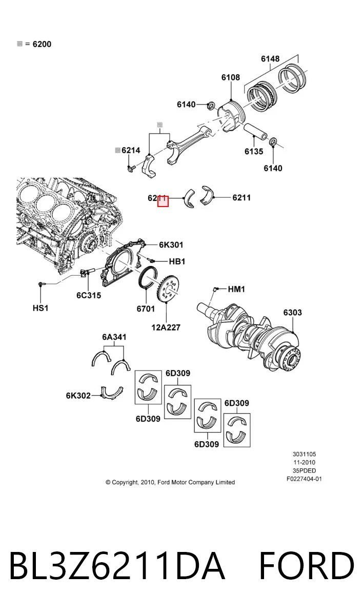 BL3Z6211DA Ford Підшипник шатуна
