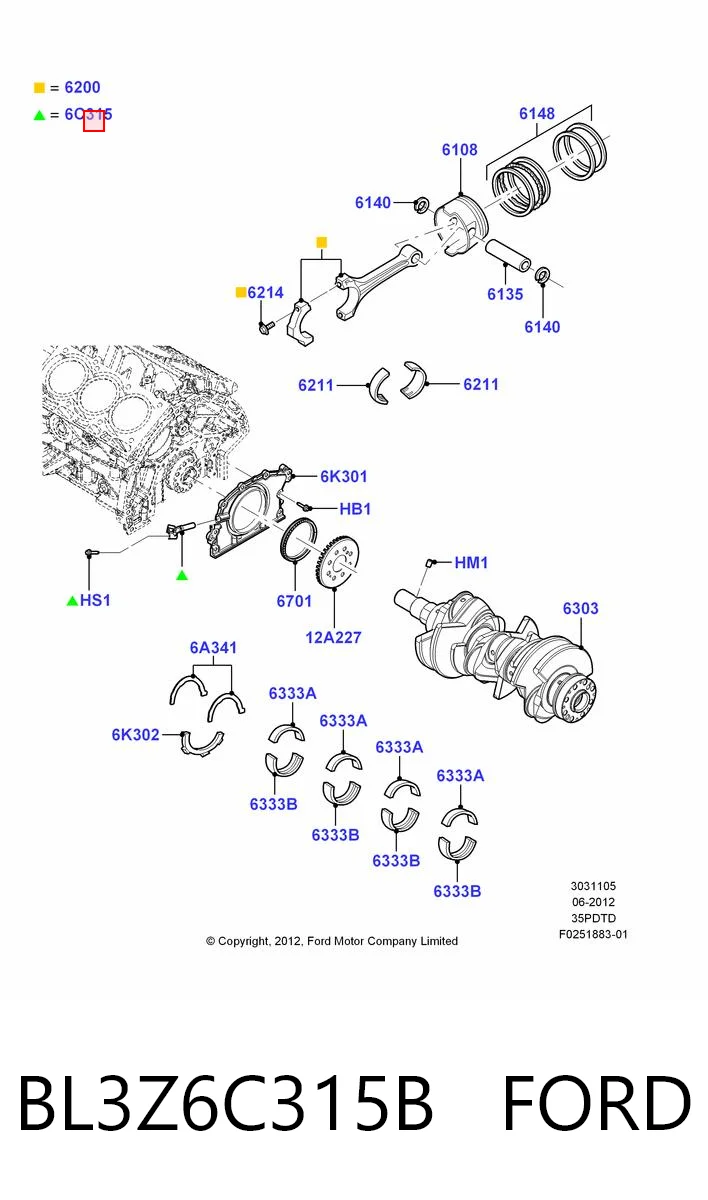 BL3Z6C315B Ford Повітряний фільтр двигуна
