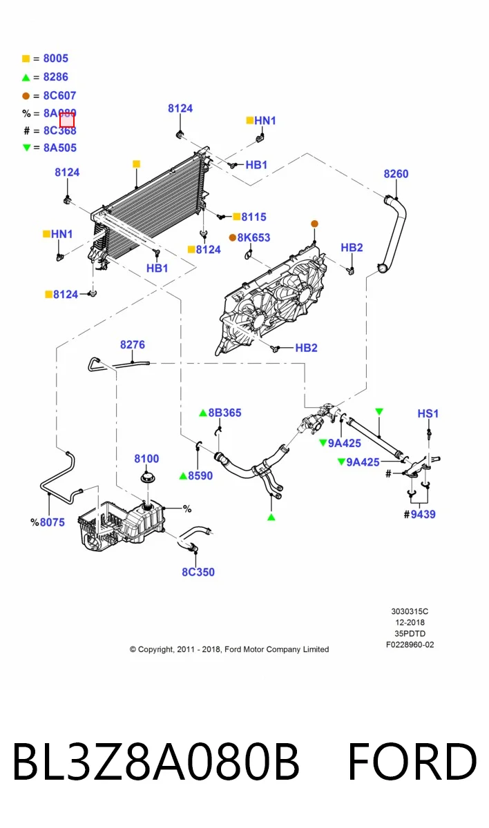 BL3Z8A080B Ford Корпус повітряного фільтра, нижня частина