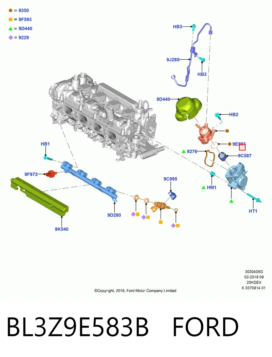 BL3Z9E583B Ford Прокладка паливного насосу ПНВТ
