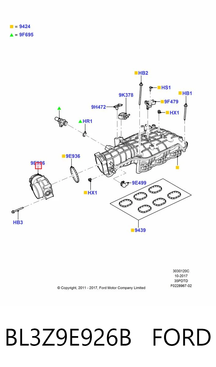 BL3Z9E926B Ford Дросільна заслінка в зборі