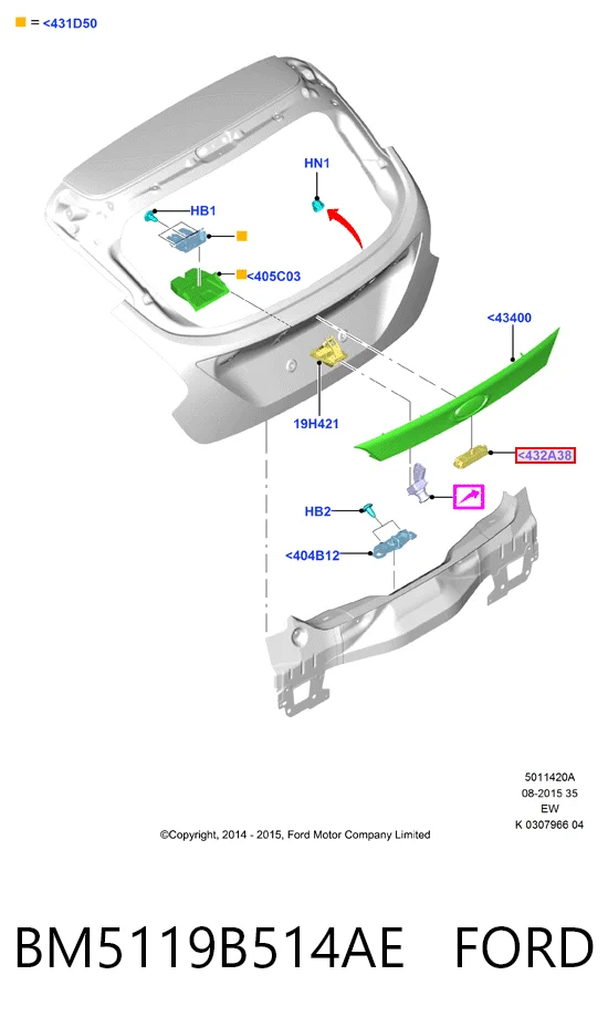 BM5119B514AE Ford Кнопка приводу замка 3/5 дверей (ляди) / кришки багажника