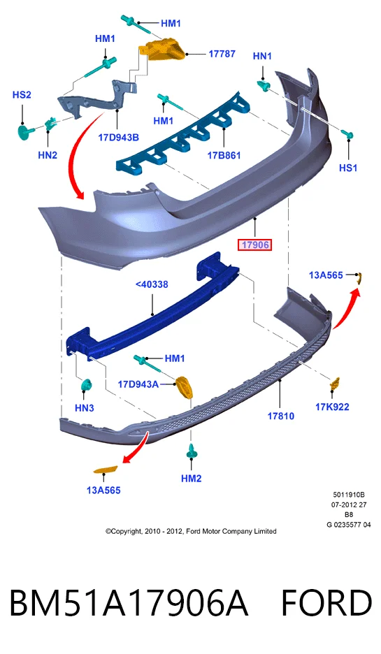Буфер (бампер) задній на Ford Focus III CB8