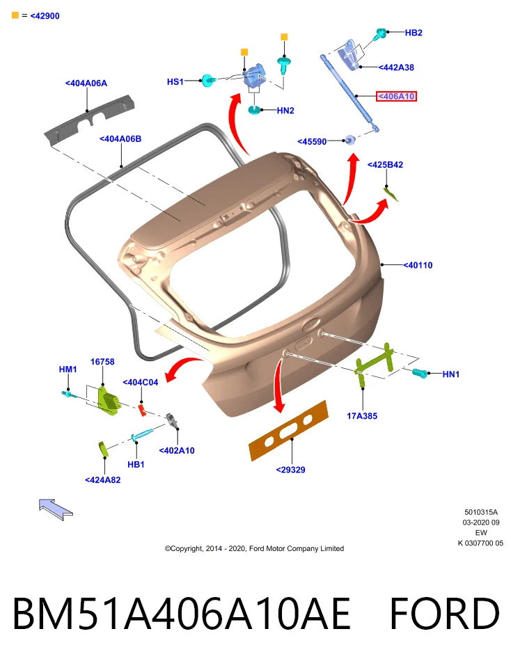 BM51A406A10AE Ford Амортизатор кришки багажника / двері 3/5-ї задньої