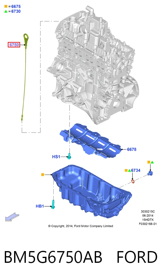 BM5G6750AB Ford Покажчик рівня масла