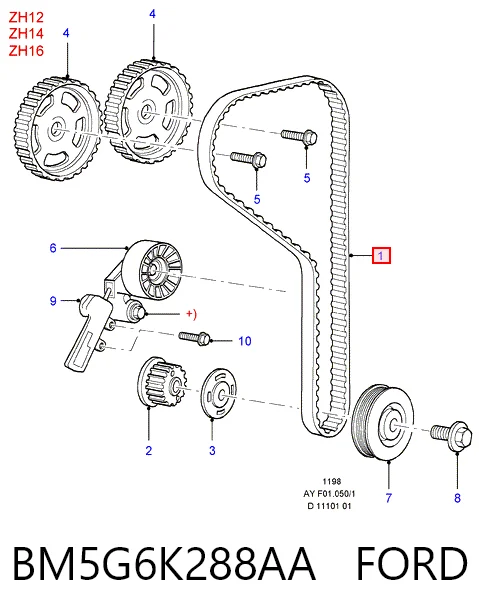 BM5G6K288AA Ford Ремінь двигуна