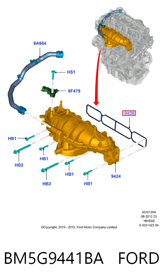 Прокладка впускного колектора на Ford Galaxy II CA1 WA6