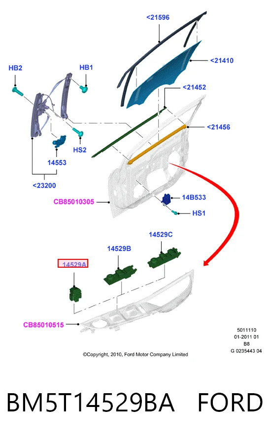 BM5T14529BA Ford Кнопка підйомника переднього правого скла