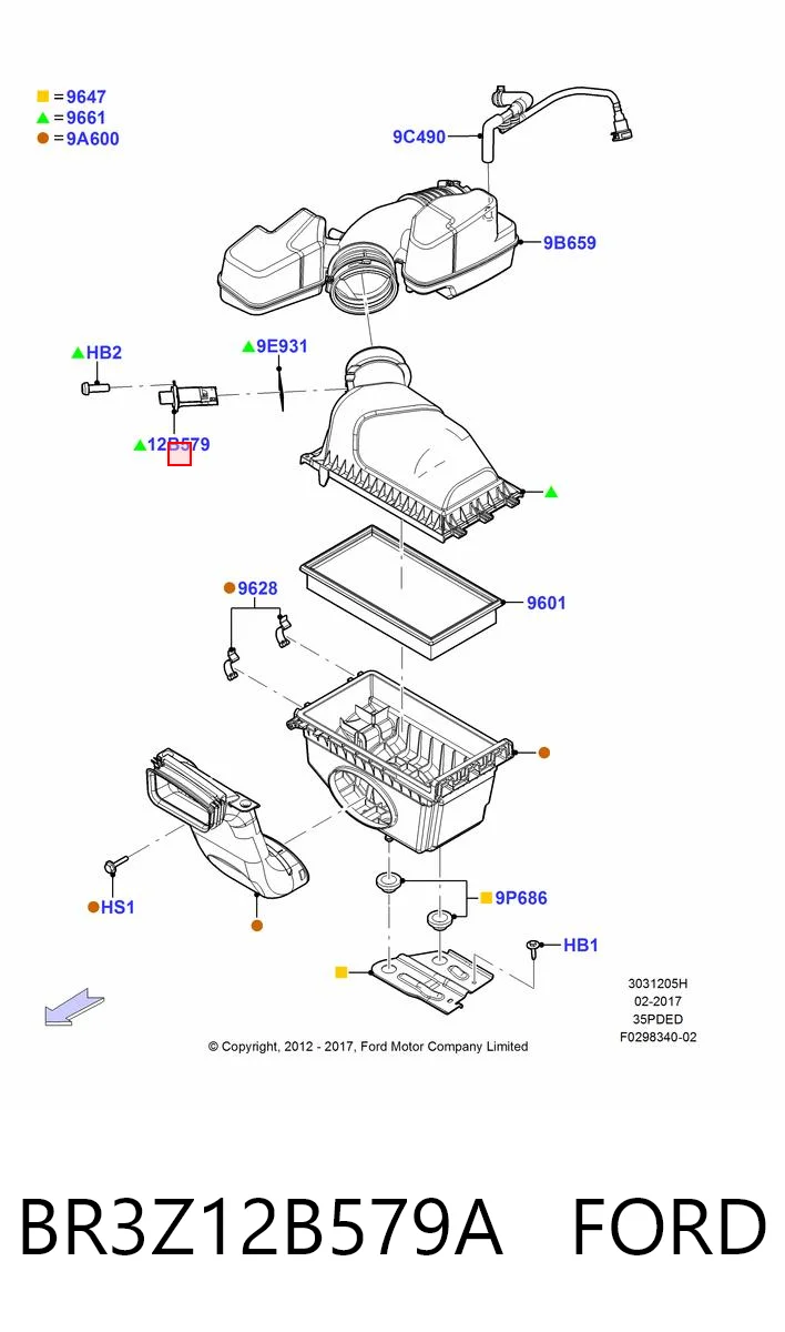 BR3Z12B579A Ford Датчик витрати повітря