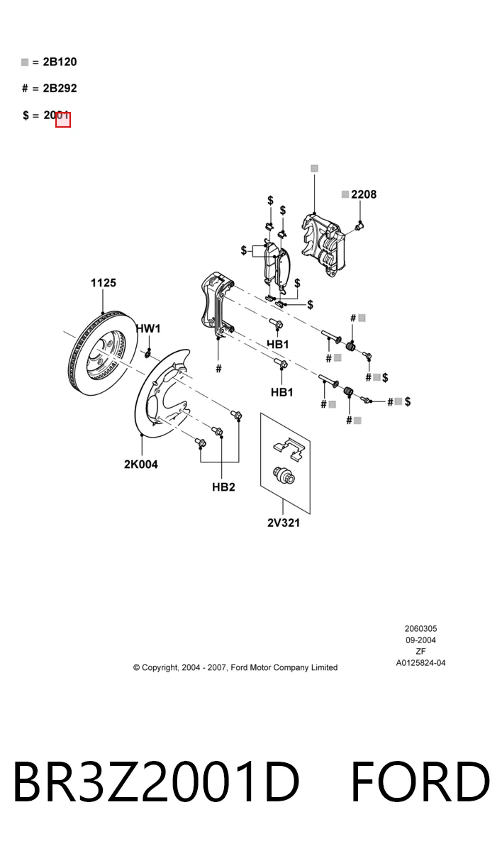 BR3Z2001D Ford Передні гальмівні колодки