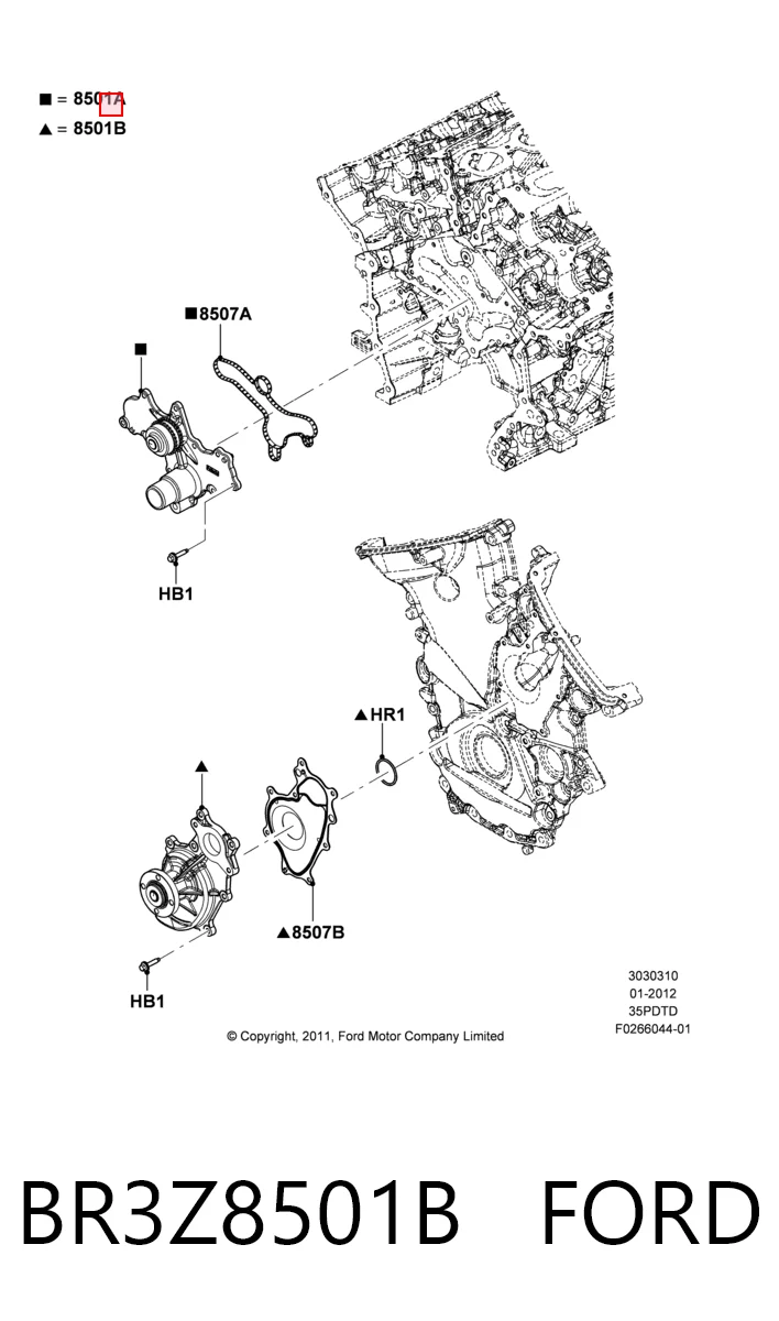 BR3Z8501B Ford Насос охолодження