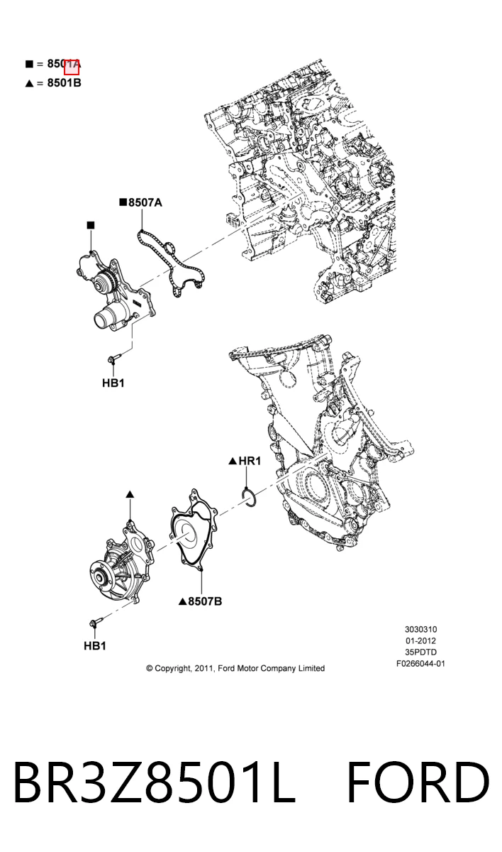 BR3Z8501L Ford Насос охолодження