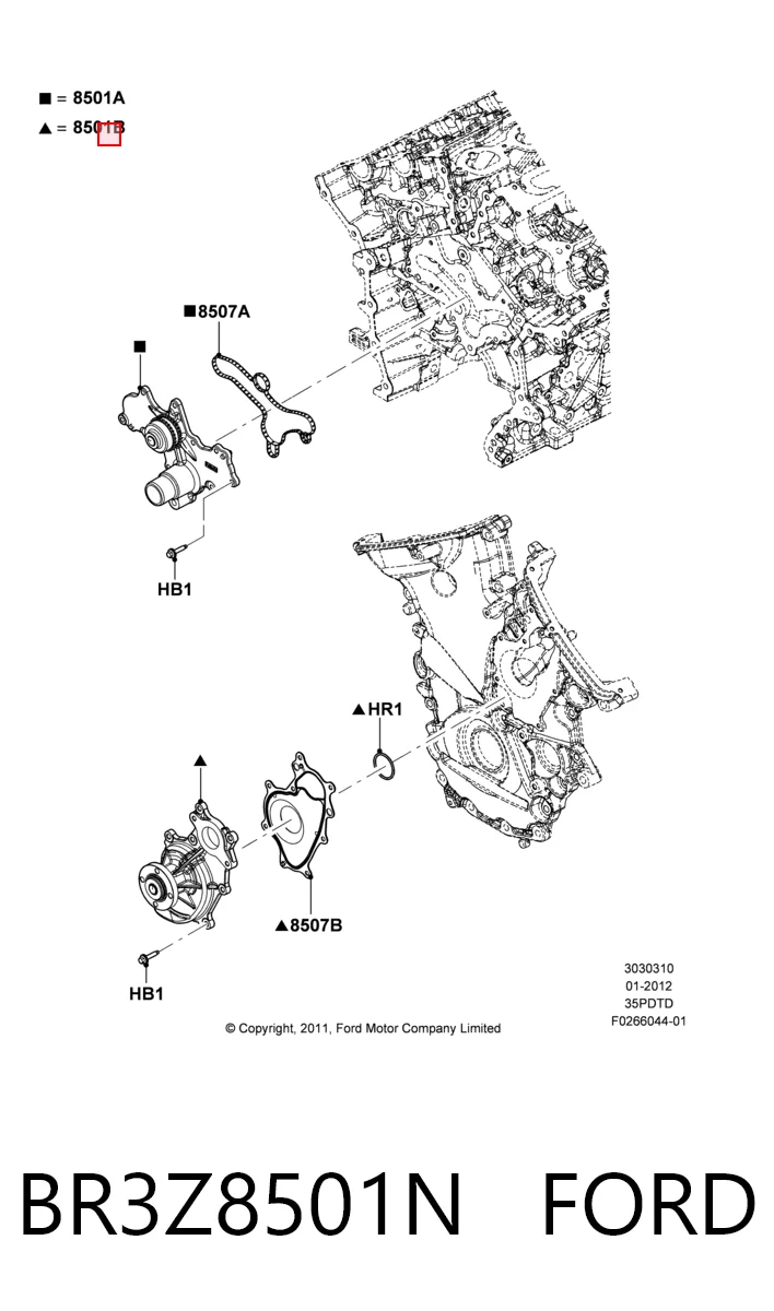 BR3Z8501N Ford Насос охолодження