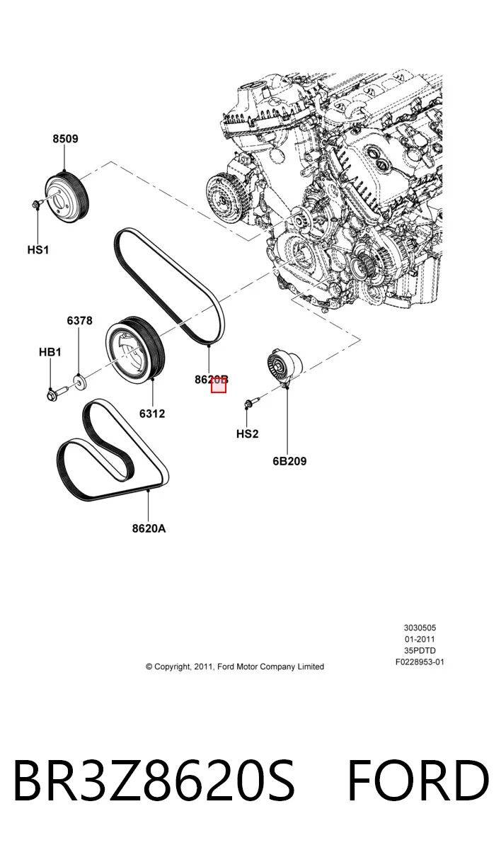 BR3Z8620S Ford Поліклиновий ремінь