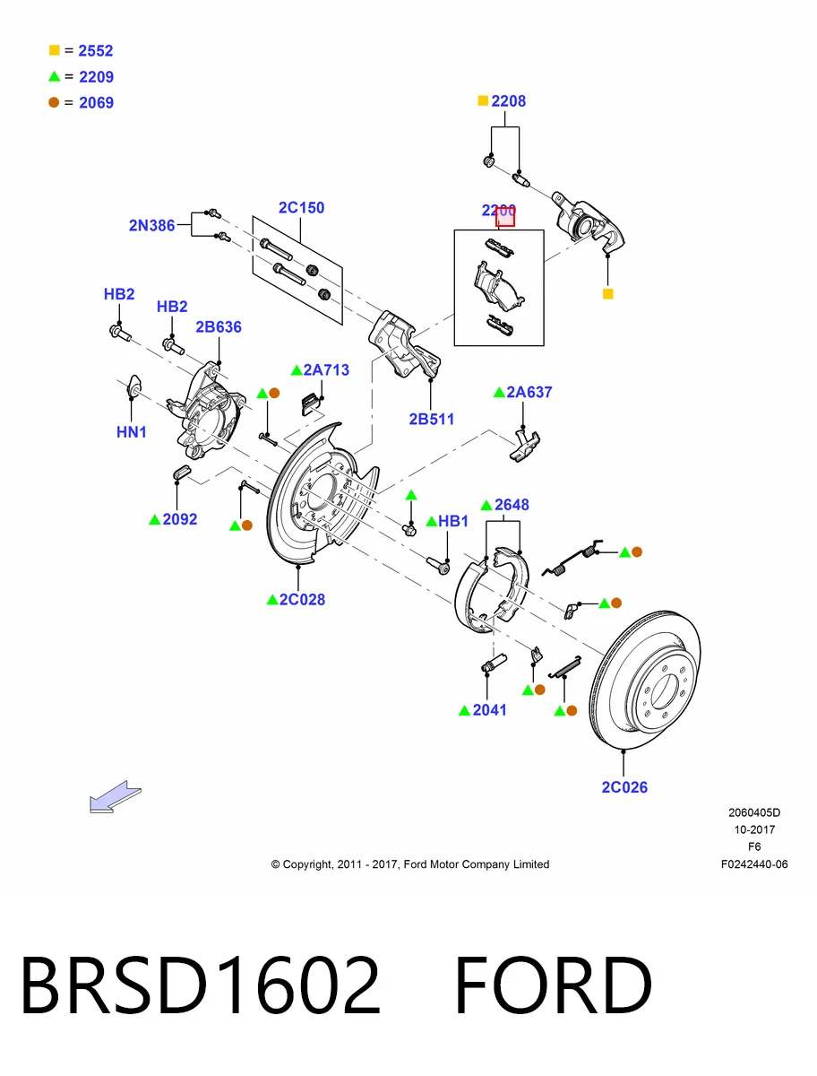 BRSD1602 Ford Колодки гальмівні задні, дискові