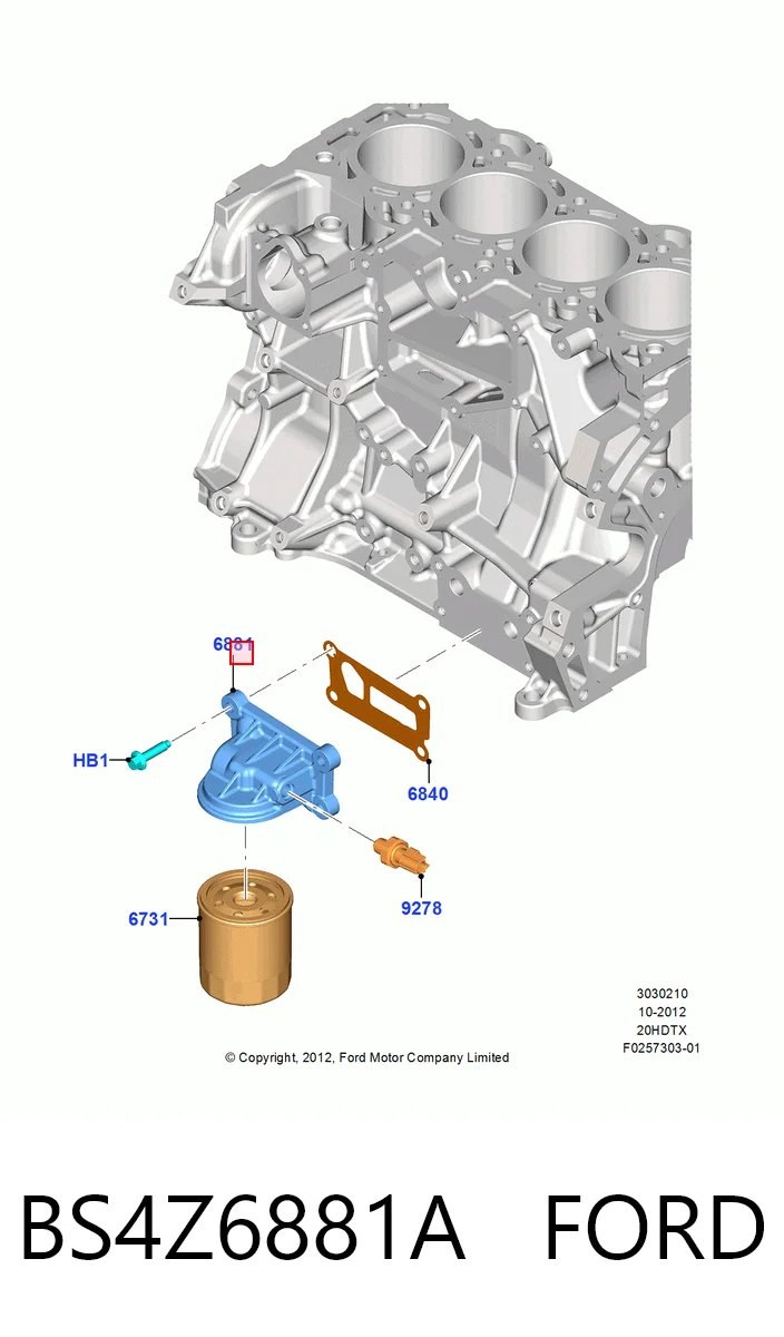 BS4Z6881A Ford Кронштейн масляного фільтра