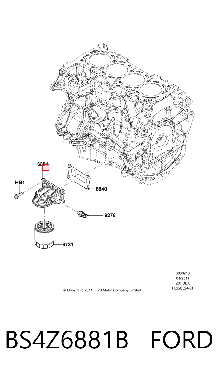 BS4Z6881B Ford Кронштейн масляного фільтра