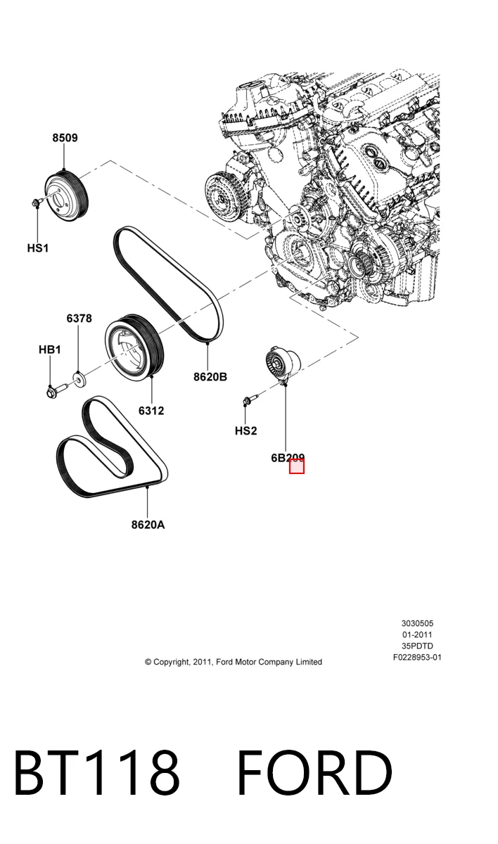 BT118 Ford Натяжна планка поліклинового ременя