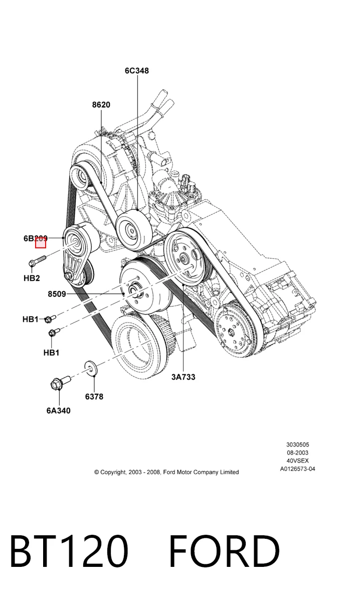 BT120 Ford Натяжна планка поліклинового ременя