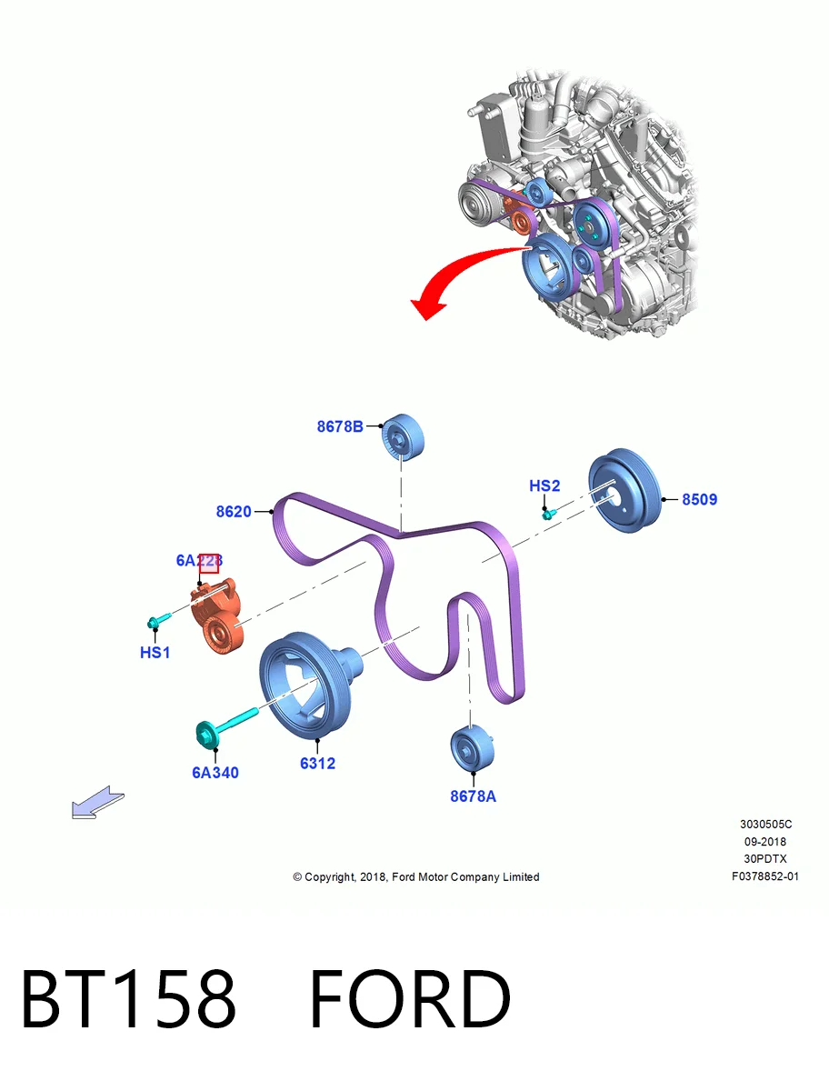 BT158 Ford Натяжна планка поліклинового ременя