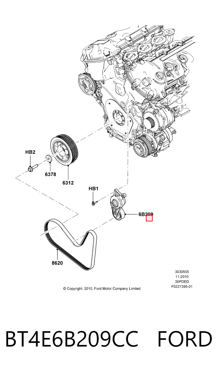 BT4E6B209CC Ford Натяжна планка поліклинового ременя