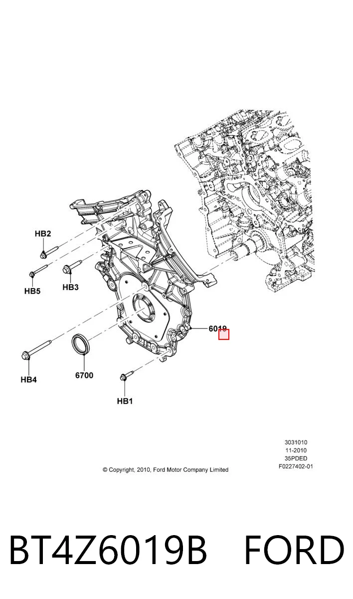BT4Z6019B Ford Кришка мотора передня