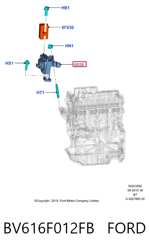 BV616F012FB Ford Права подушка мотора