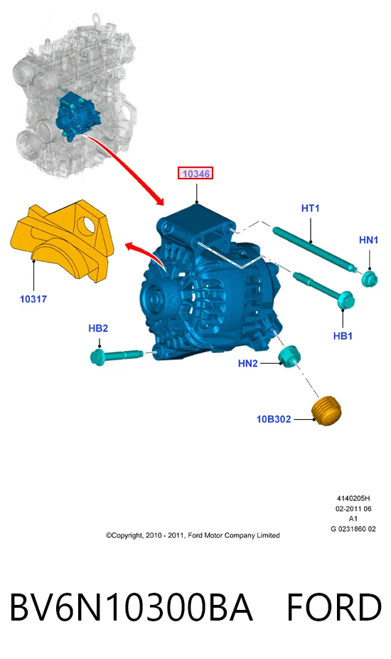 BV6N10300BA Ford Авто генератор