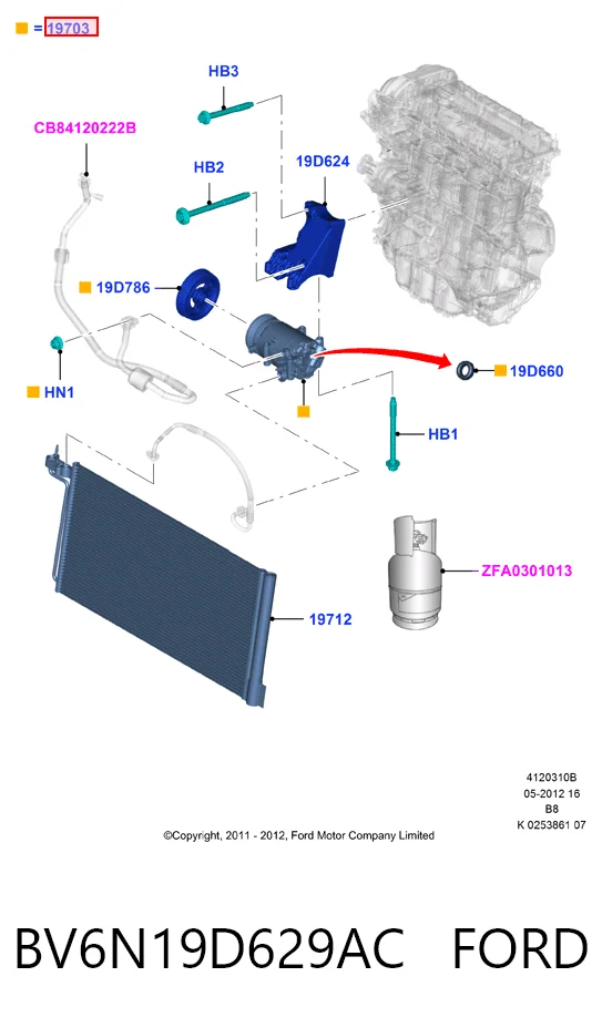 BV6N19D629AC Ford Компресор холодоагенту