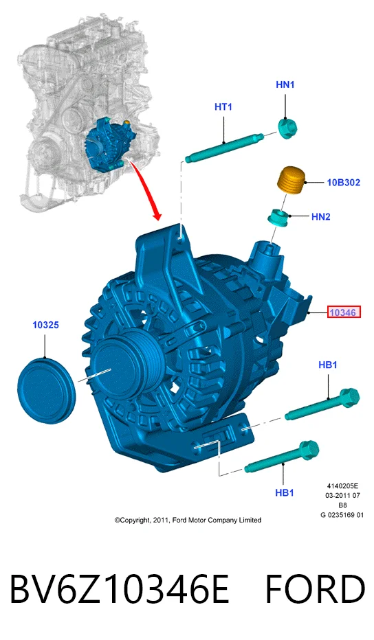 BV6Z10346E Ford Авто генератор
