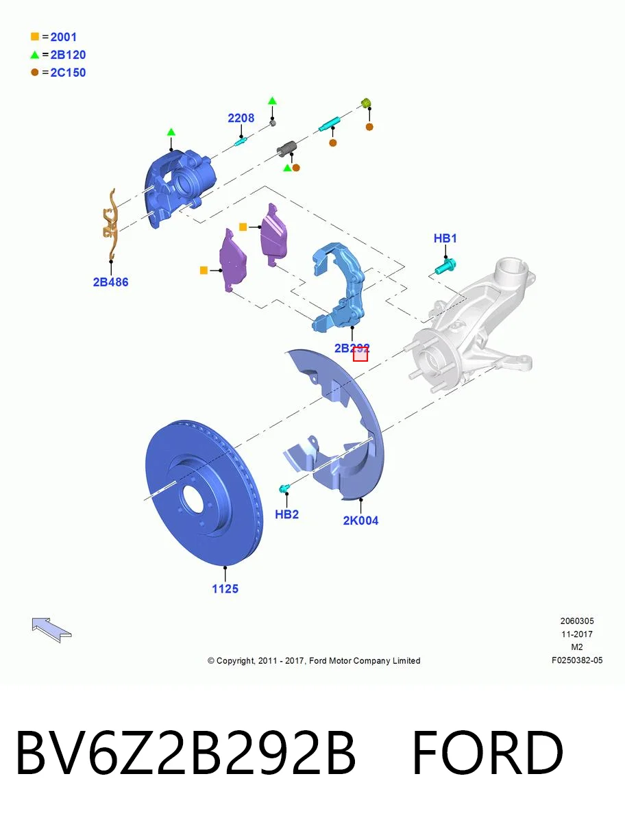 BV6Z2B292B Ford Скоба гальмівного супорта переднього