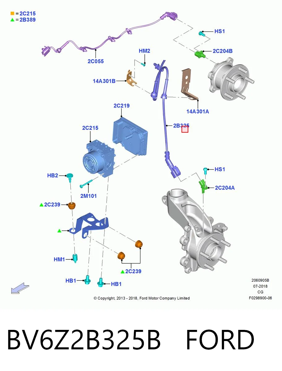 BV6Z2B325B Ford Провід датчика АБС передній