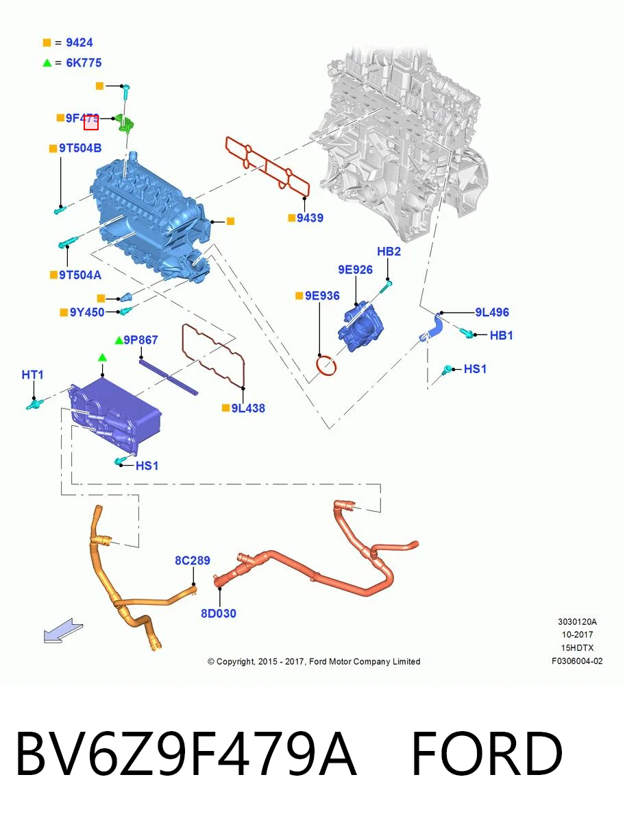 BV6Z9F479A Ford Датчик наддува