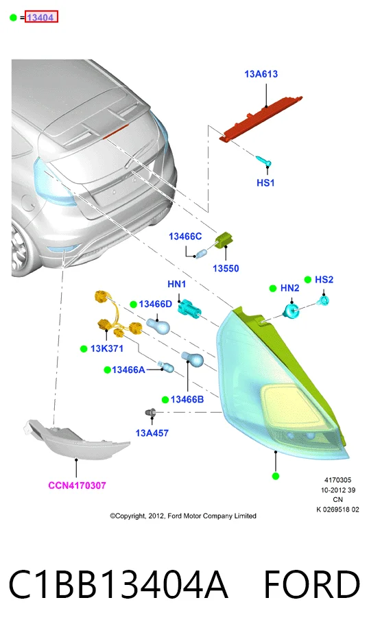 C1BB13404A Ford Ліхтар задній правий