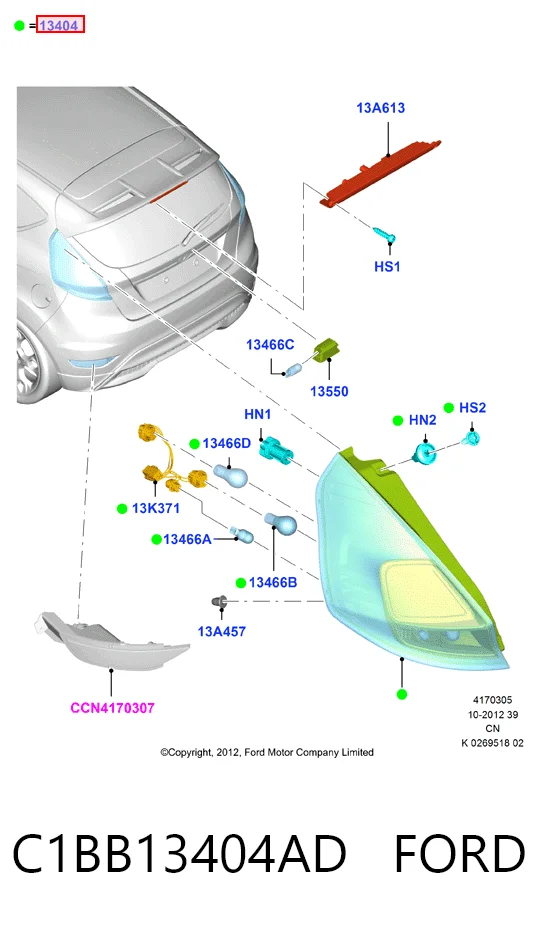 C1BB13404AD Ford Ліхтар задній правий