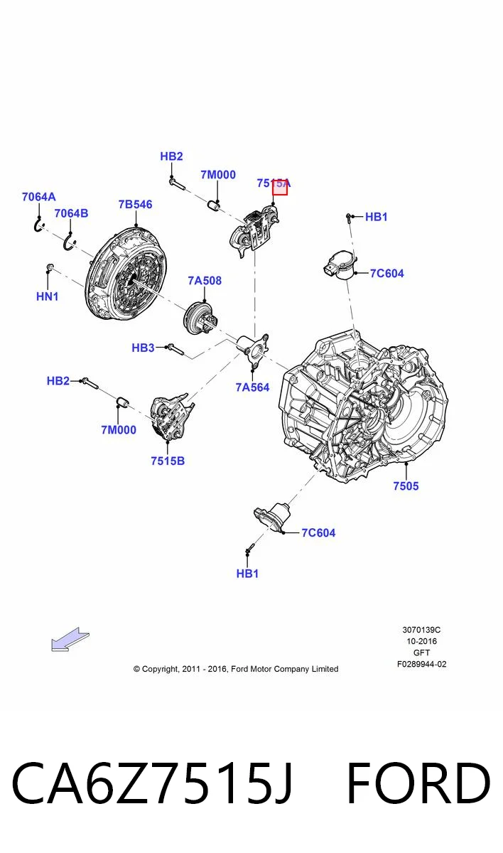 CA6Z7515J Ford Вилка зчеплення