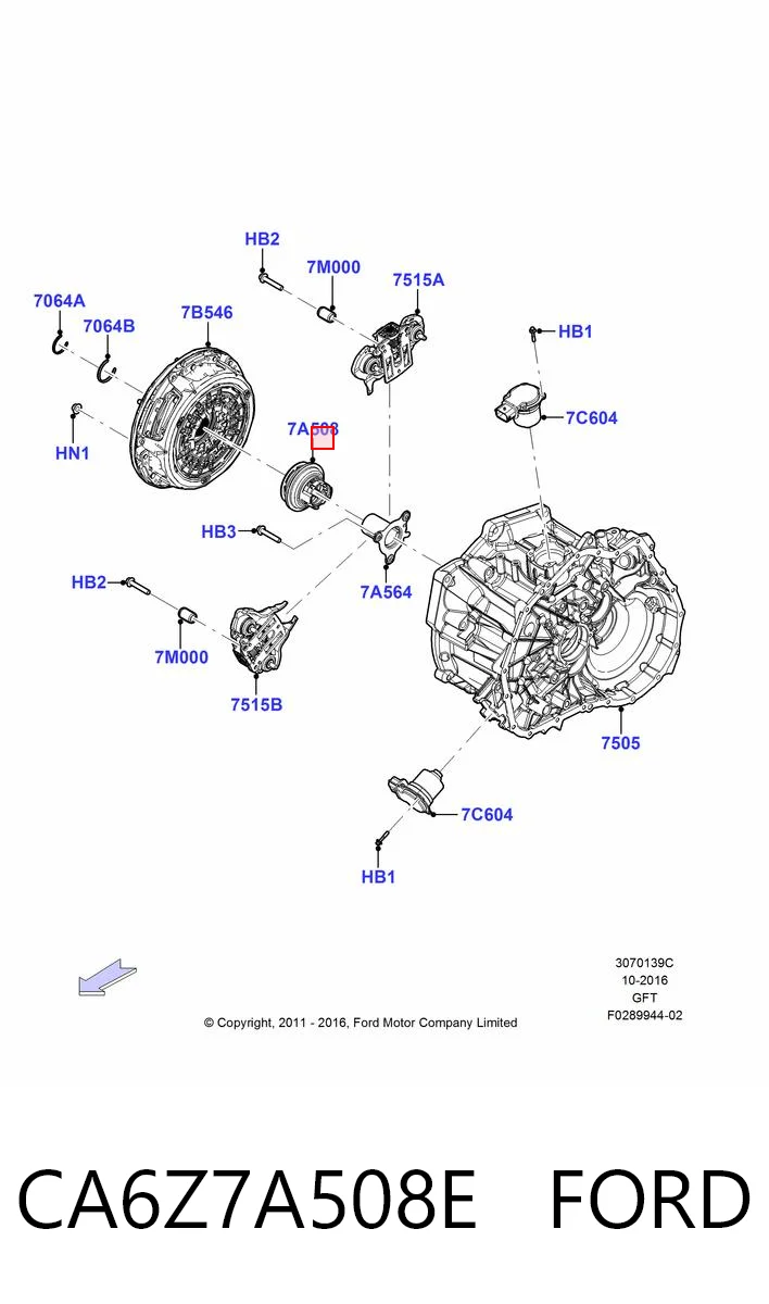 CA6Z7A508E Ford Підшипник ковзання зчеплення