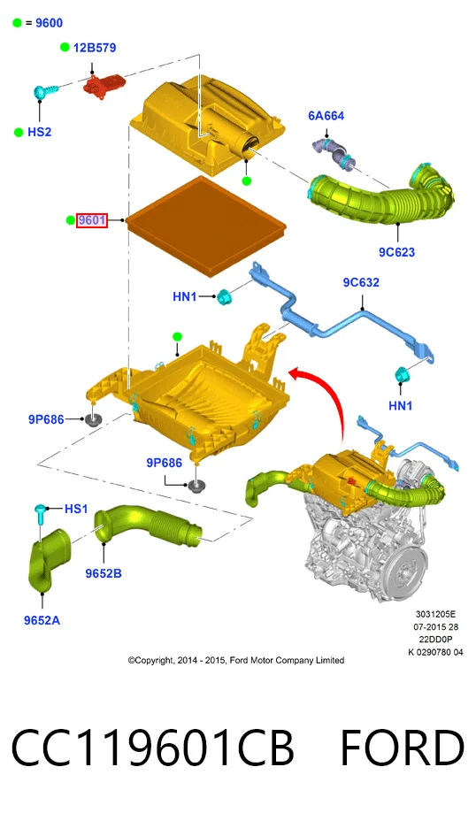 CC119601CB Ford Повітряний фільтр двигуна