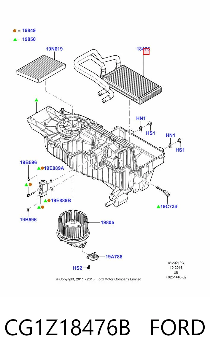 CG1Z18476B Ford Радіатор опалювача салону