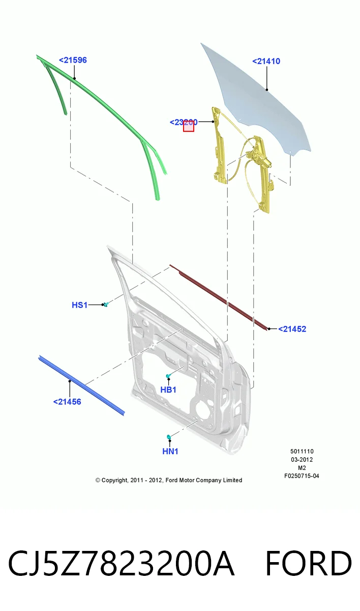 CJ5Z7823200A Ford Механізм склопідіймача дверей передніх, правих