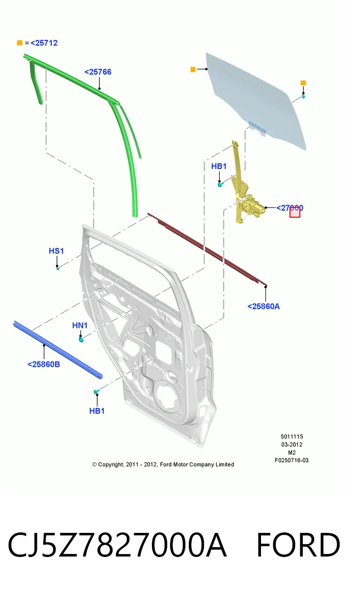 CJ5Z7827000A Ford Склопідйомник задніх правих дверей